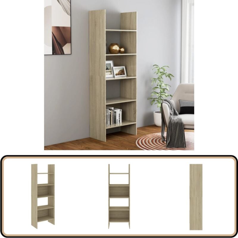 Vidaxl - Bibliothèque Chêne sonoma 60x35x180 cm Bois d'ingénierie - Bibliothèque Murale - Bibliothèque Design - Bibliothèque Rustique - Bibliothèque