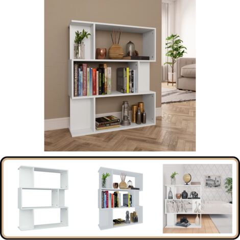 Bibliothèque/Cloison Blanc 80x24x96 cm Bois d'ingénierie - Bibliothèque Blanche - Bibliothèque Moderne - Étagère Murale - Rangement Intérieur - Séparation Pièces
