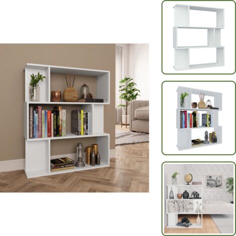 Bibliothèque/Cloison Blanc 80x24x96 cm Bois d'ingénierie - Bibliothèque Blanche - Bibliothèque Moderne - Étagère Murale - Rangement Intérieur - Séparation Pièces