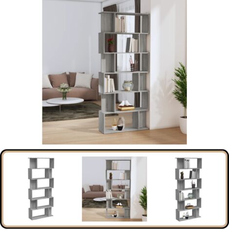 Bibliothèque/Cloison Sonoma gris 80x24x192 cm Bois d'ingénierie - Bibliothèque - Étagère - Meuble De Rangement - Mobilier Intérieur - Décoration Intérieure