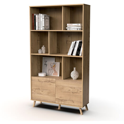 Bibliothèque coloris chêne doré - Hauteur 179 x Longueur 100 x Profondeur 30 cm - PEGANE -