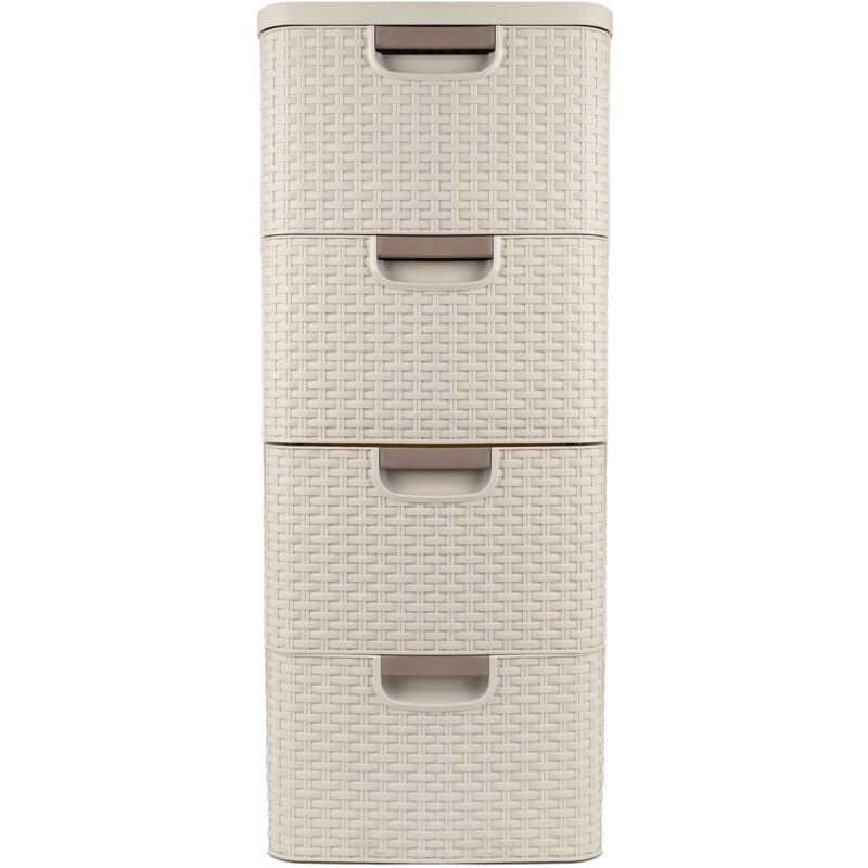 Curver Tour de Bureau 4 Tiroirs de 14L, Style - Tour de Rangements Pratique pour Outils, Linge, Papiers & Autres - 4x14L - 32,8x37,8x79 cm - Ivoire