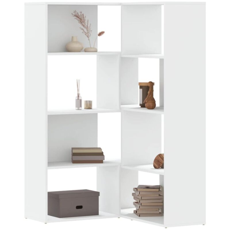 Vidaxl - Bibliothèque d'angle à 4 niveaux blanc bois d'ingénierie