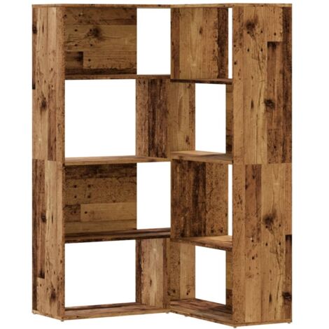 Bibliothèque d'angle à 4 niveaux,Armoire à Livres vieux bois bois d'ingénierie CFW3279925