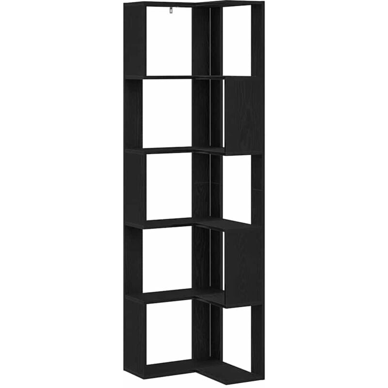 Bibliothèque d'angle 5 étagères Chêne noir 50x50x179 cm Bois d'ingénierie Vidaxl