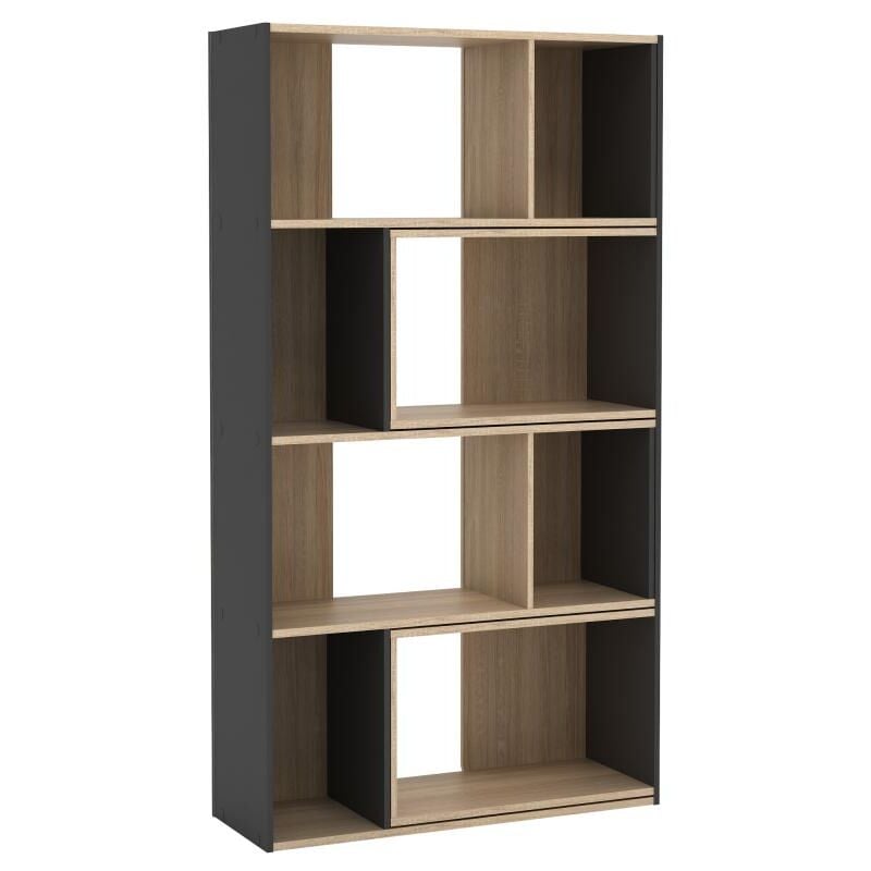 Vente-unique - Bibliothèque d'angle modulable - 8 à 12 niches - Naturel et Anthracite - darlena