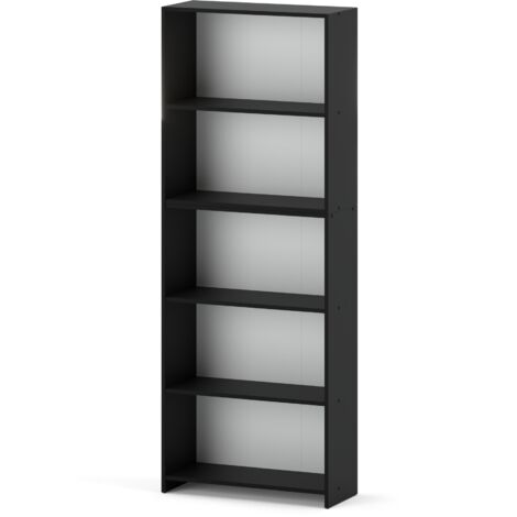 Bibliothèque de bureau noire 70 CM 5 étagères classeurs jouets Loft