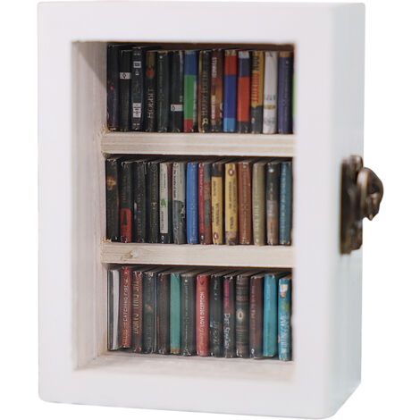 Bibliothèque de Décompression en Bois avec Mini Livres - Étagère Créative Anti-Stress en Blanc (60 Mini Livres)