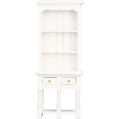 Bibliothèque de maison de poupée 1:12, élégant meuble miniature rétro en bouleau avec double tiroir, décoration pour maison de poupée
