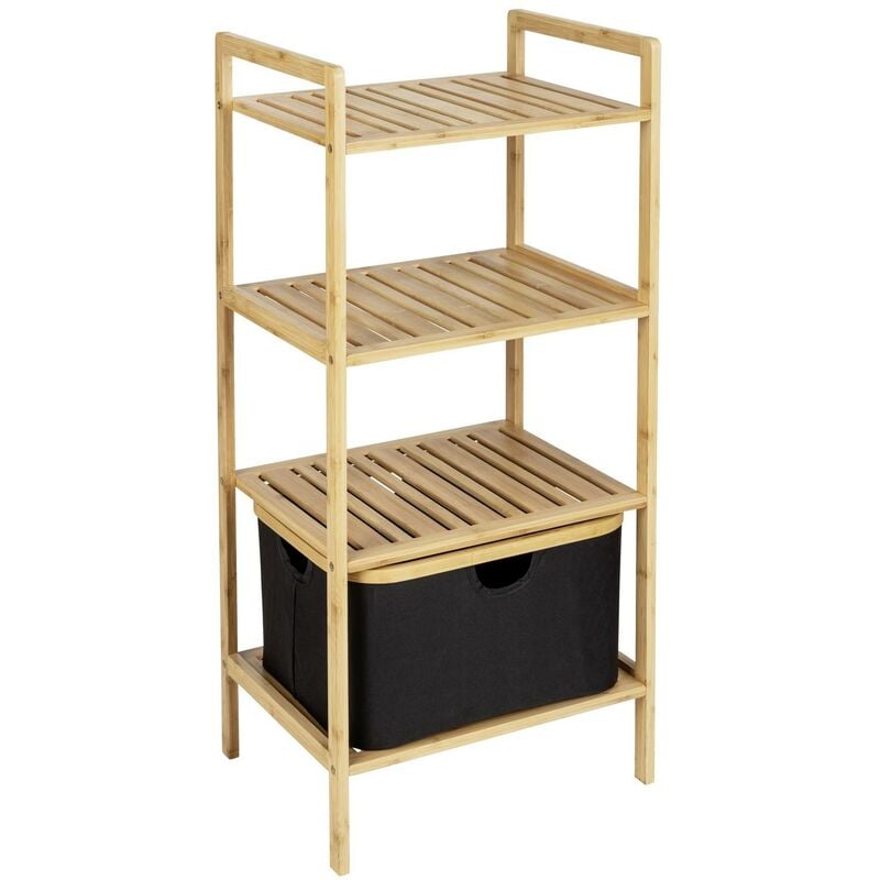 Wenko - Bibliothèque de salle de bain à 3 niveaux, bambou, Ecori