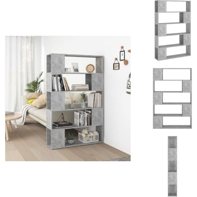 Vidaxl - Bibliothèque de séparation Gris béton Bois d'ingénierie - Bibliothèque - Meuble De Rangement - Étagère - Séparateur De Pièce - Mobilier Gris