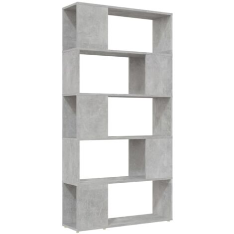 Bibliothèque de séparation Meuble de Rangement Meuble Étagère Gris béton 80x24x155 cm Aggloméré 40588