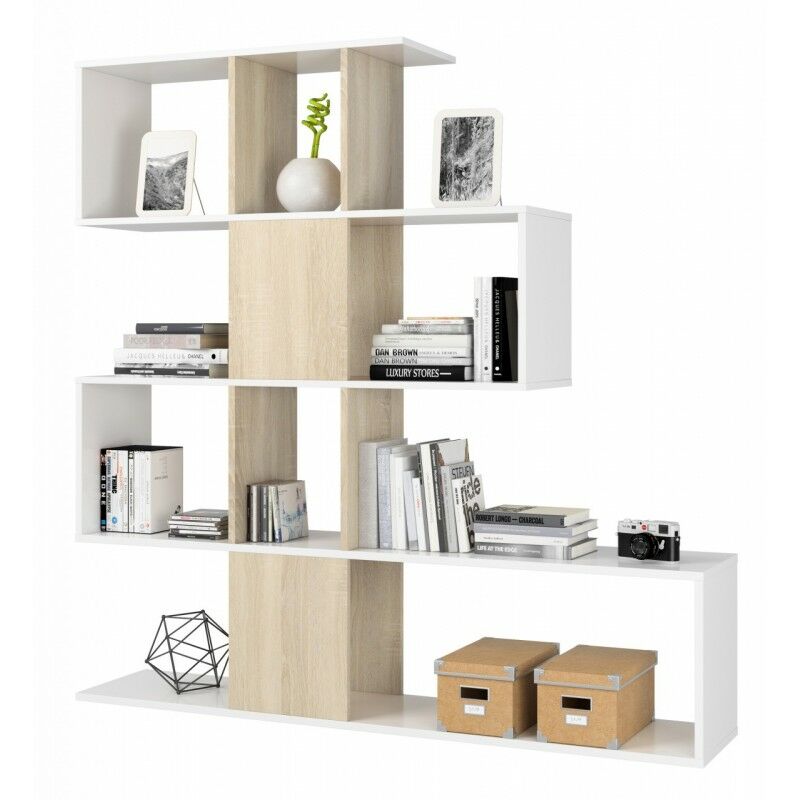 Bibliothèque décomposée meuble chêne design cm 145 x 29 x 145 h