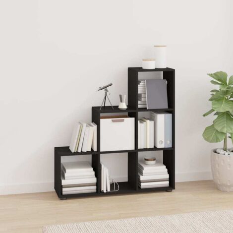 Bibliothèque d'escalier,Étagère de Rangement Ouvert,Étagère livres Noir 107 cm Bois d'ingénierie - DH33986