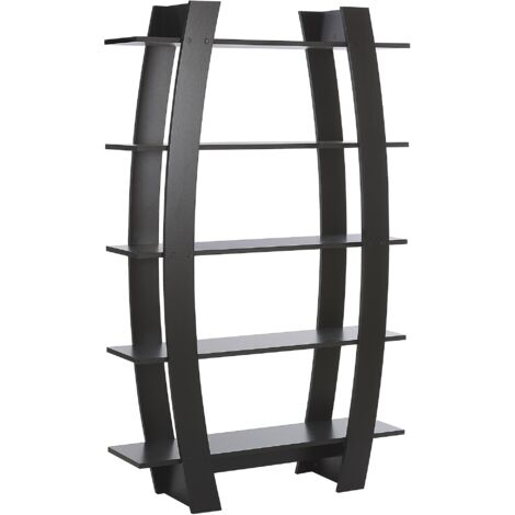 Bibliothèque Design Étagère 5 Niveaux Noire avec Cadre Incurvé Idéale pour Chambre ou Salon Monderne Minimaliste et Contemporain Beliani - Noir