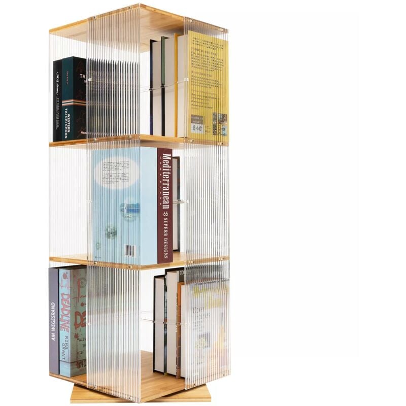 Gojoy - Bibliothèque en Acrylique, Étagère Livres, étagère Sur Pied Transparente à 3 Niveaux, étagère de Rangement en Cube d'affichage, Meubles de