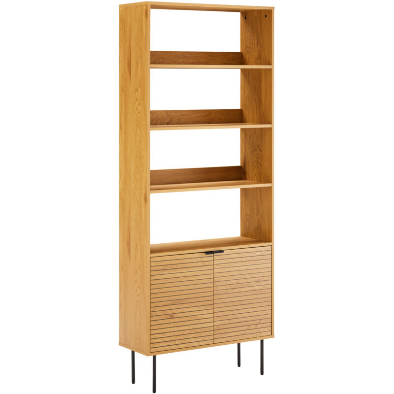 Happy Garden - Bibliothèque en bois 4 étagères et 2 portes stinna