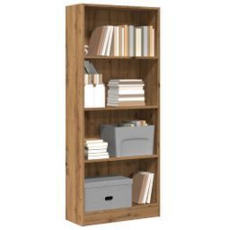 Bibliothèque en bois 4 niveaux L60xH143xP24 - Collection Klazik-Marron clair