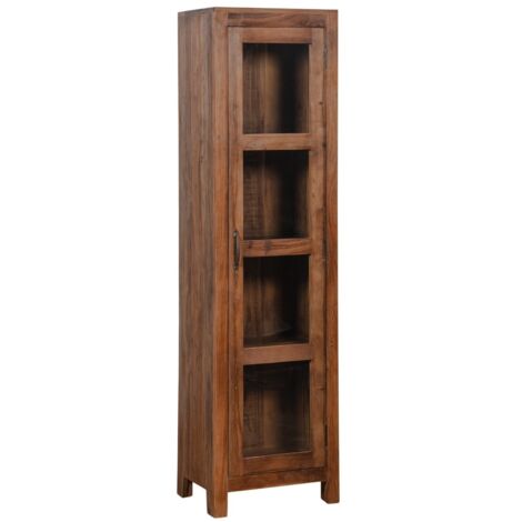 Bibliothèque en bois avec portes vitrées - Style rustique et fonctionnel