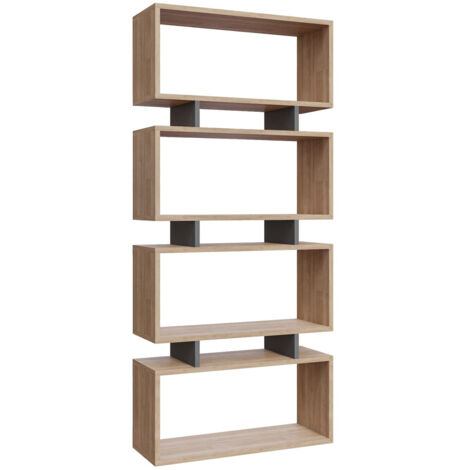 Bibliothèque en bois "Langdon" - 72 x 25 x 161 cm - Gris anthracite