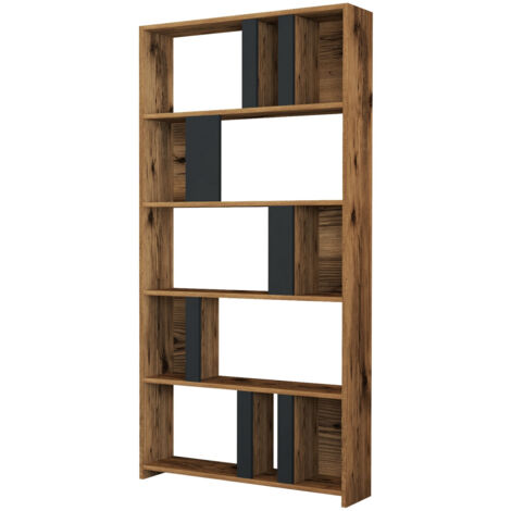 Bibliothèque en bois "Lima" 90 x 20 x 180 cm - Noyer