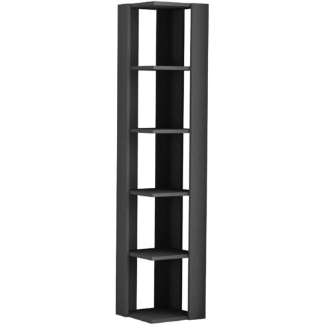 Bibliothèque en bois "Nati" - 32 x 32 x 161 cm - Gris anthracite
