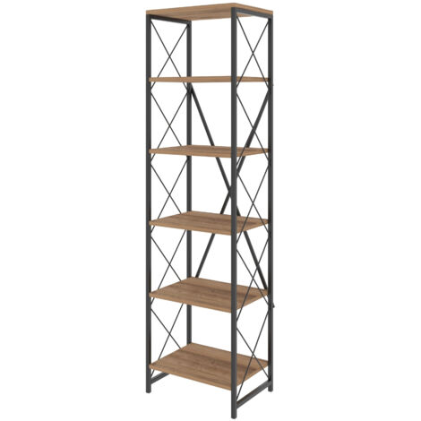 Bibliothèque en bois "Suadiye" - 50 x 30 x 180 cm - Marron