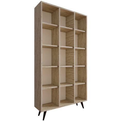 Bibliothèque en bois "Zipa" 100 x 25 x 184 cm - Travertin
