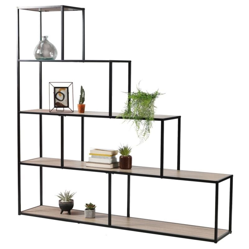 Meublorama - Bibliothèque en escalier avec 5 niveaux – Collection holborn, Dimensions 157x30x160 cm