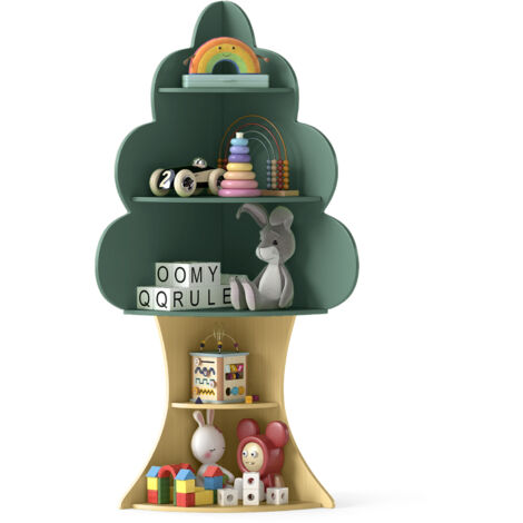 Bibliothèque en Forme d'Arbre pour Enfants, pour Livres avec Système Anti-basculant, Étagère d'Angle Gain de Place pour Chambre, Crèche