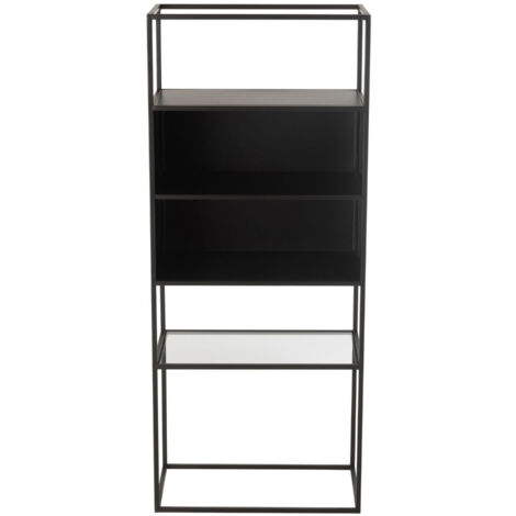 Bibliothèque en métal noir et verre 4 étagères - LUCE