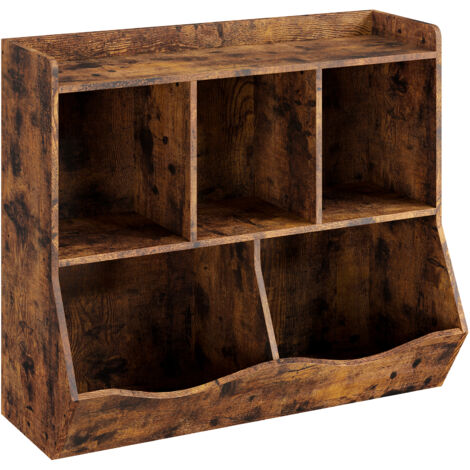 Bibliothèque enfant 2 ou 3 étages + bacs – Rangement jouets & livres – Anti-basculement – Meuble évolutif MDF, Marron