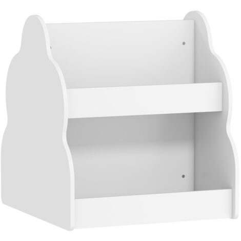 Bibliothèque enfant à roulettes 2 niveaux 4 étagères livres jouets blanc chambre enfant