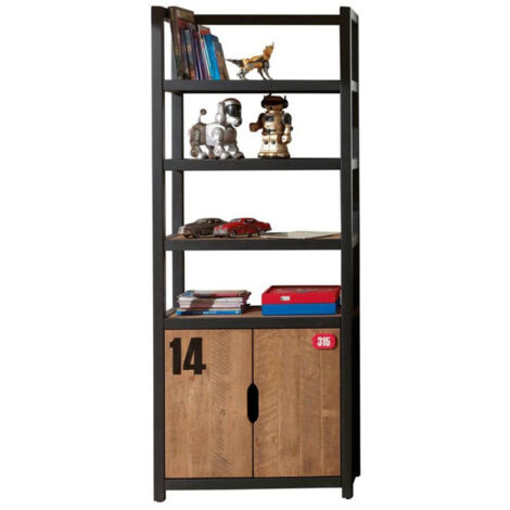 Bibliothèque Enfant "Alex" 200cm Marron & Noir