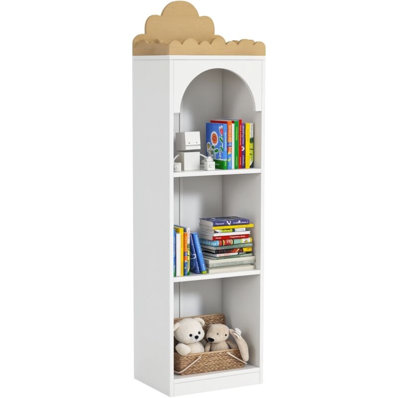 Bibliothèque enfant design nuage - 4 niveaux rangement - bois de pin MDF blanc