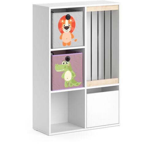 Bibliothèque enfant Luigi, Blanc, 72 x 107.8 cm avec 2 boxes pliants opt.3, Vicco