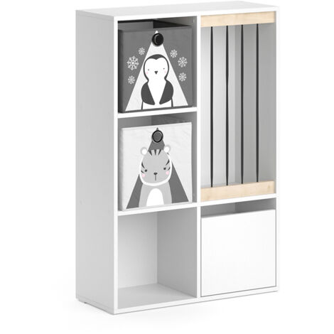 Bibliothèque enfant Luigi, Blanc, 72 x 107.8 cm avec 2 boxes pliants opt.5, Vicco