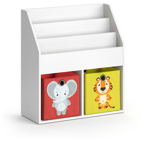 Bibliothèque enfant Luigi, Blanc, 72 x 79 cm avec 2 boxes pliants opt.2, Vicco