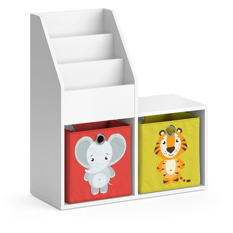 Bibliothèque enfant Luigi, Blanc, 72 x 79 cm Mini, avec 2 boîtes pliantes opt.2, Vicco