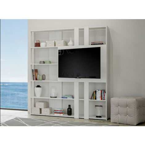 Bibliothèque et meuble TV bois blanc Bamka 178 cm