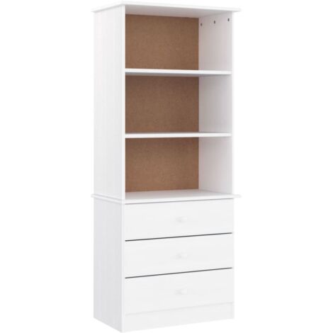 Bibliothèque et tiroirs ALTA blanc 60x35x142 bois massif pin
