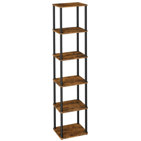 Bibliothèque étagère à 5 niveaux assemblage ultra-rapide sans outils étagère de rangement 238 x 38 x 139 cm pour salon chambre cuisine marron