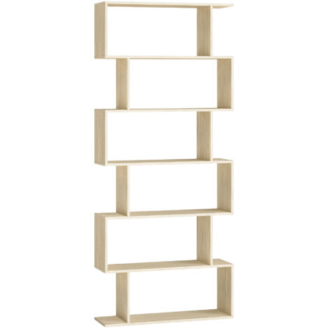 Bibliothèque, Étagère à 6 Niveaux, 24 x 70 x 191.6 cm, Meuble de rangement, Cloison Séparateur, Moderne, pour Salon, Chambre, Bureau, Blanc Nuage