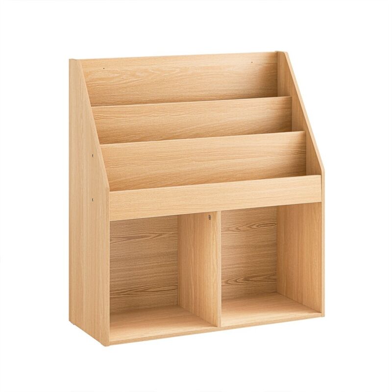SoBuy Bibliothèque Enfant 3 Étagères à 2 Compartiments pour Rangement de Jouets Naturel