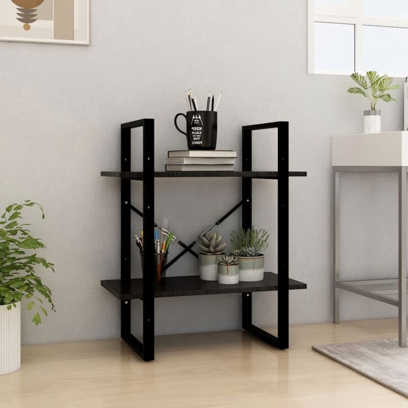 Maison Chic - Bibliothèque, Étagère de Rangement, Meuble Étagère à 2 niveaux noir 60x30x70 cm Bois de pin massif WFE922533 design in