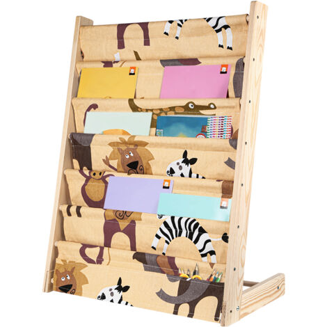 Bibliothèque Étagère à Livres pour Enfants Porte-revues 4 Compartiments,60x29x78cm