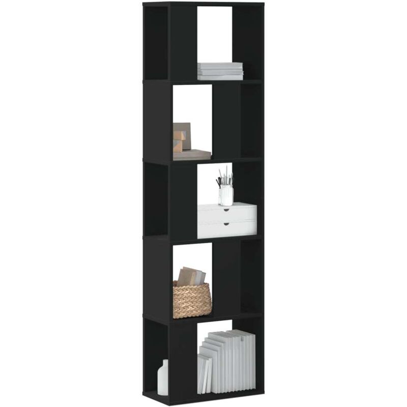 Bibliothèque 5 niveaux noir 45x23,5x162,5 cm bois d'ingénierie - Vidaxl