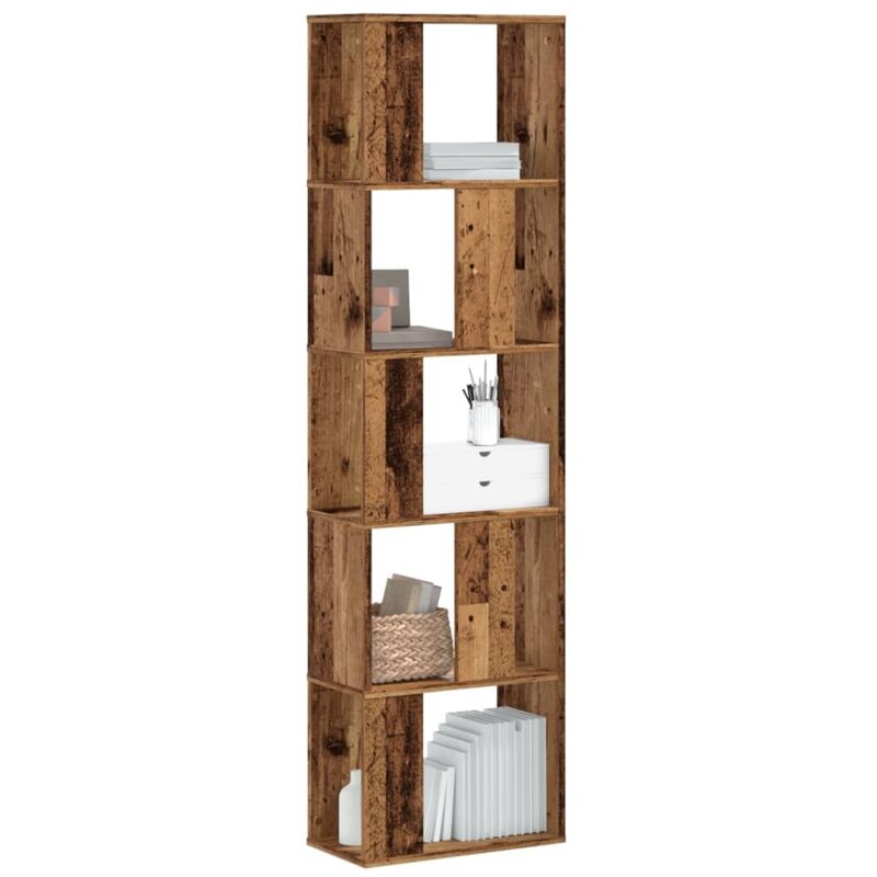 Vidaxl - Bibliothèque 5 niveaux vieux bois bois d'ingénierie