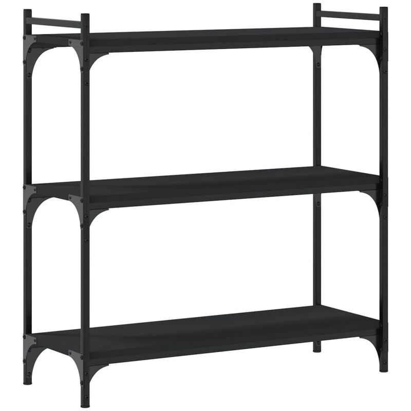 Bibliothèque à 3 niveaux noir 80x30x86 cm bois d'ingénierie Vidaxl