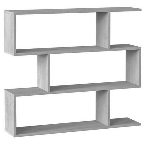HABITDESIGN Bibliotheque étagere ATHENA - Décor imitation béton - 3 niveaux - 97 x 110 x 24 cm